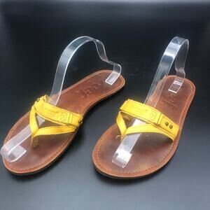 Reef Yellow Leather Sandals, Women's Size 10M/EUR 40.5